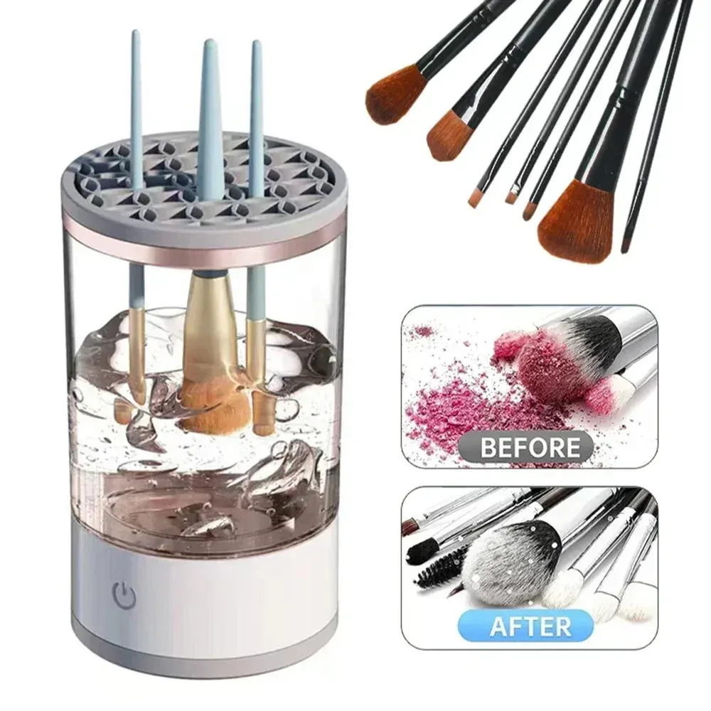 Nettoyeur et séchoir automatique électrique pour pinceaux de maquillage, avec port USB et tapis de nettoyage 2