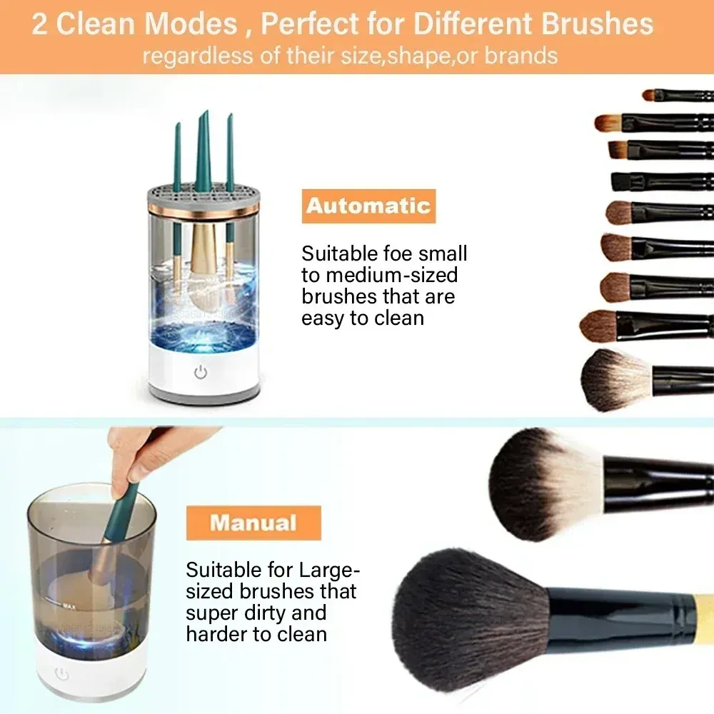 Nettoyeur et séchoir automatique électrique pour pinceaux de maquillage, avec port USB et tapis de nettoyage 4