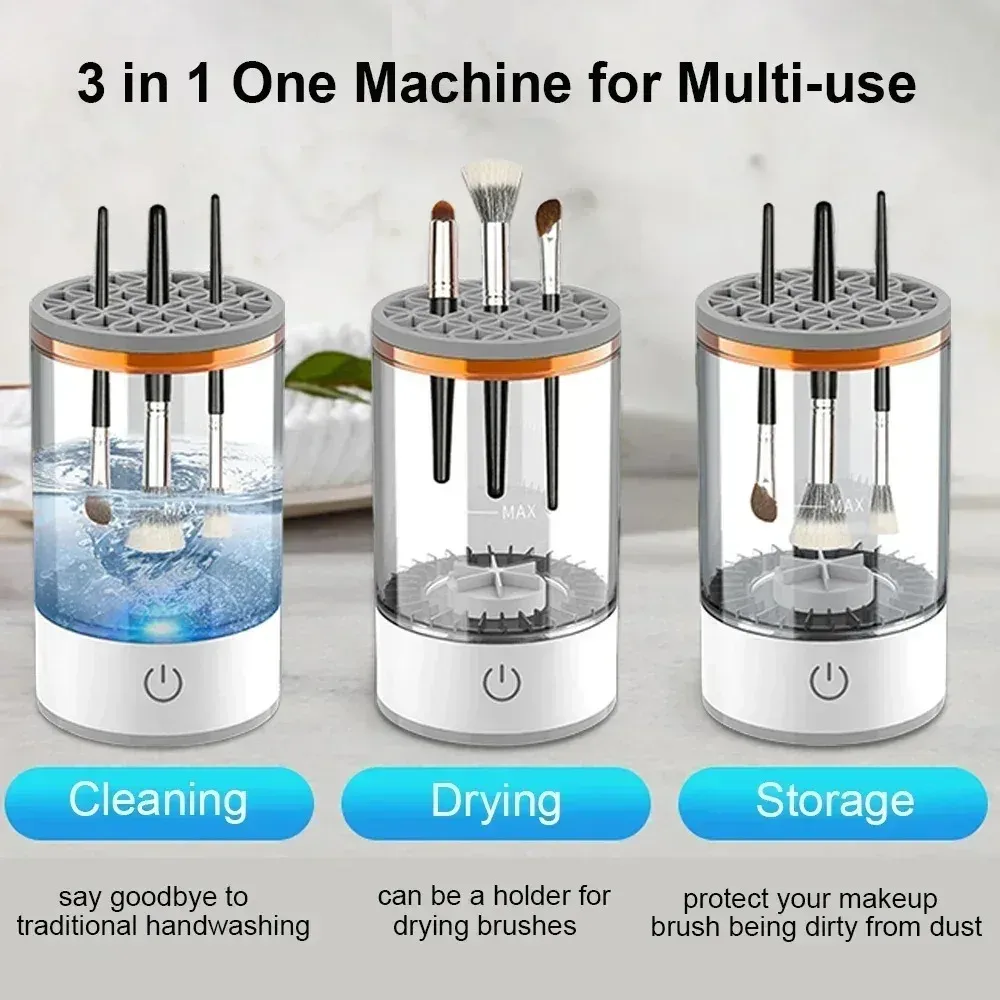 Nettoyeur et séchoir automatique électrique pour pinceaux de maquillage, avec port USB et tapis de nettoyage 5