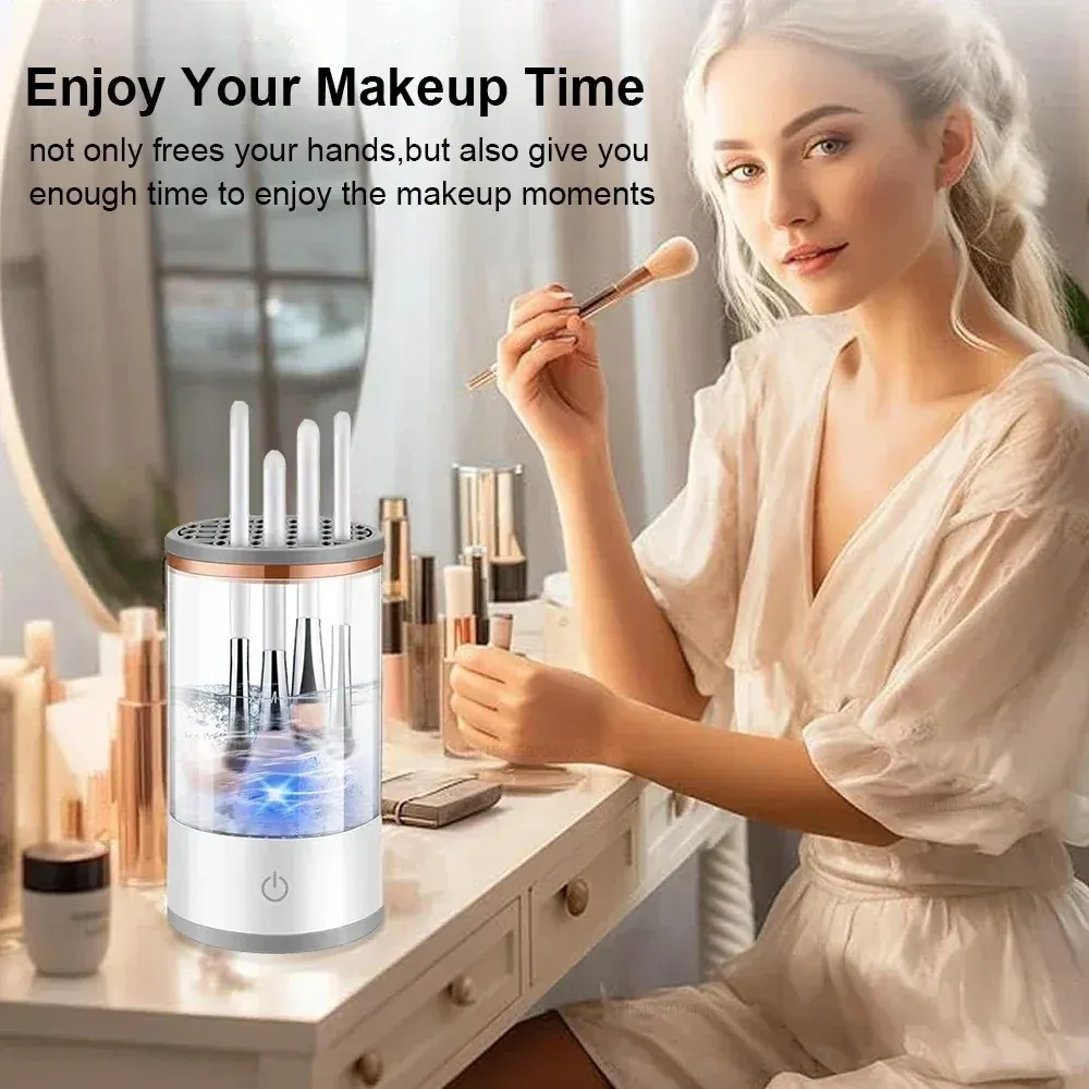 Nettoyeur de pinceaux de maquillage sous différents angles