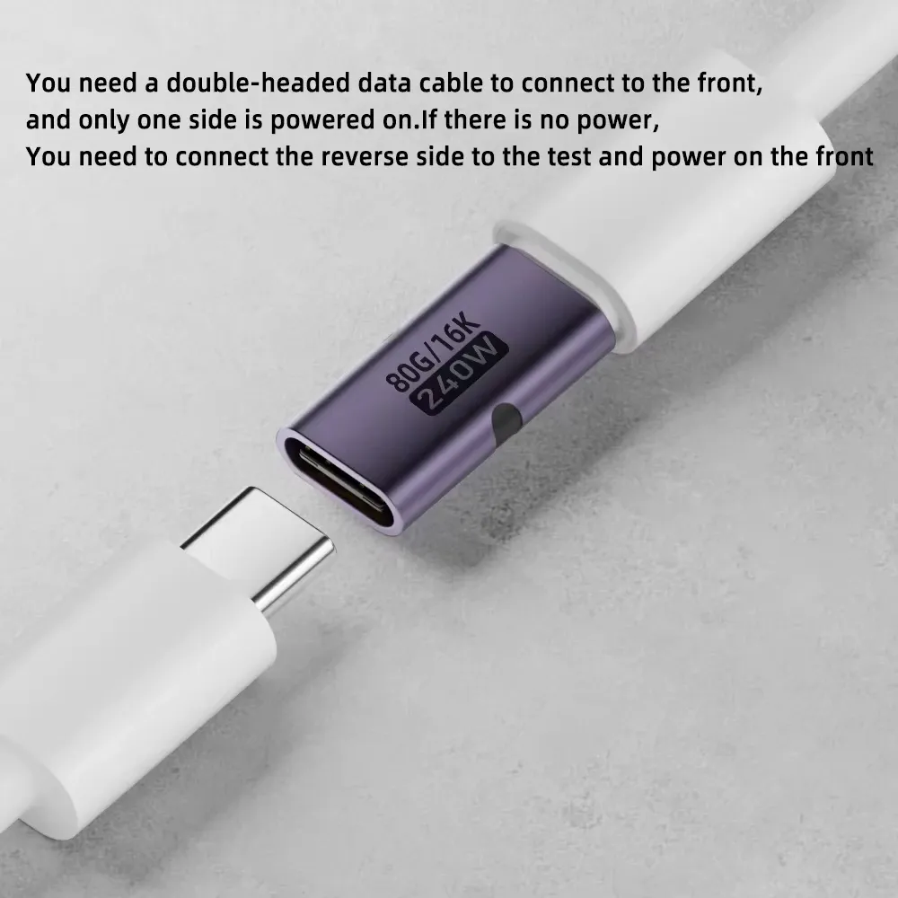 Adaptateur USB4 80 Gbps USB-C femelle vers USB-C femelle, coupleur 240 W PD, charge rapide, sortie 8K @ 60 Hz, convertisseur d'extension Type-C pour MacBook et iPad Pro 6