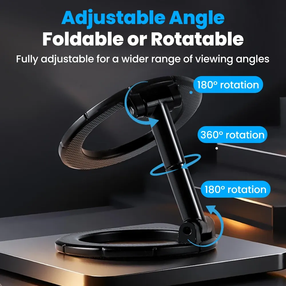 Support de téléphone magnétique portable pour voiture, à fixation par aspiration, pliable et rotatif à 360° 3