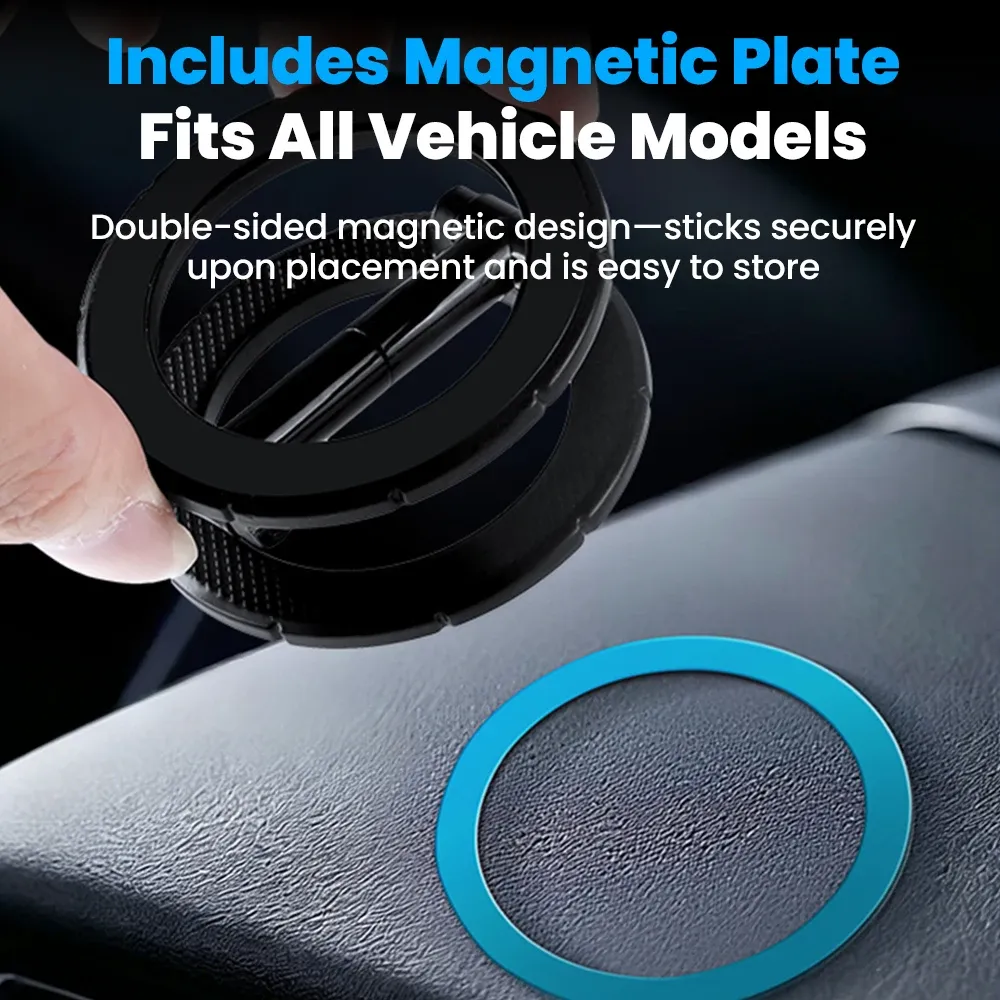 Support de téléphone magnétique portable pour voiture, à fixation par aspiration, pliable et rotatif à 360° 5