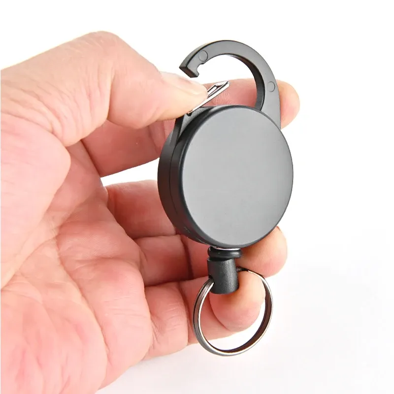 Porte-clés en fil d'acier haute résistance, porte-carte à enrouleur rétractable en alliage de zinc, porte-badge d'identification en plastique ABS, papeterie
