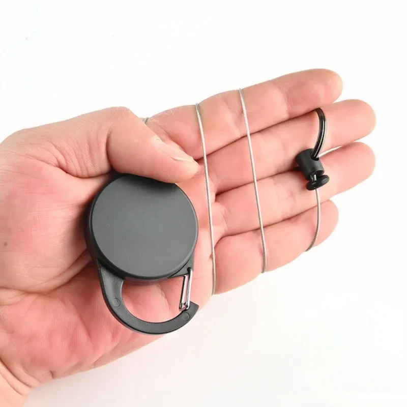 Porte-clés en fil d'acier haute résistance, porte-carte à enrouleur rétractable en alliage de zinc, porte-badge d'identification en plastique ABS, papeterie 3
