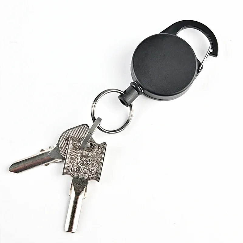 Porte-clés en fil d'acier haute résistance, porte-carte à enrouleur rétractable en alliage de zinc, porte-badge d'identification en plastique ABS, papeterie 4