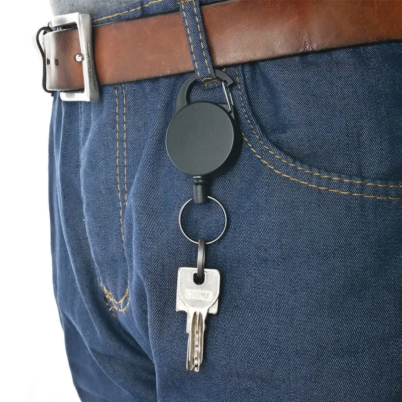 Porte-clés en fil d'acier haute résistance, porte-carte à enrouleur rétractable en alliage de zinc, porte-badge d'identification en plastique ABS, papeterie 6