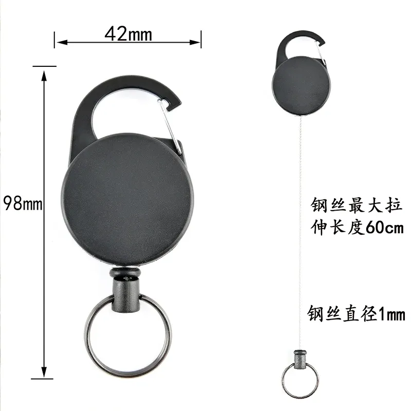 Porte-clés en fil d'acier haute résistance, porte-carte à enrouleur rétractable en alliage de zinc, porte-badge d'identification en plastique ABS, papeterie 5