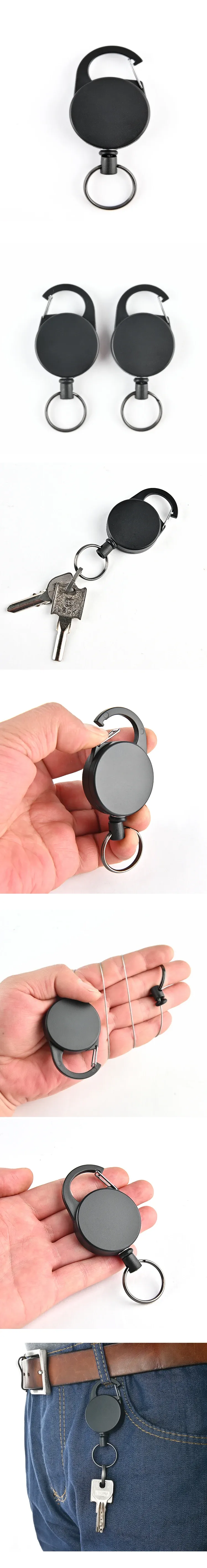 Porte-clés rétractable en fil d'acier haute résistance avec porte-badge