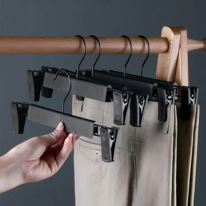 Cintres pour pantalons et vêtements à clips réglables, porte-jupes peu encombrants, lot de 10 4
