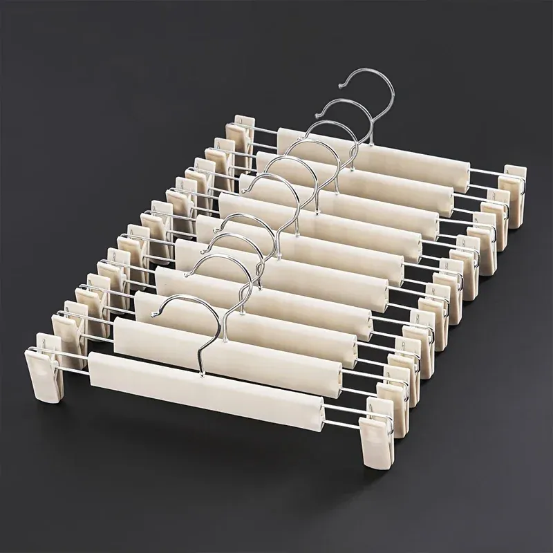 Cintres pour pantalons et vêtements à clips réglables, porte-jupes peu encombrants, lot de 10 5