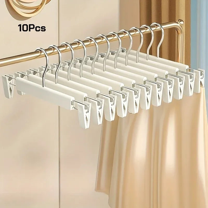 Cintres pour pantalons et vêtements à clips réglables, porte-jupes peu encombrants, lot de 10 8