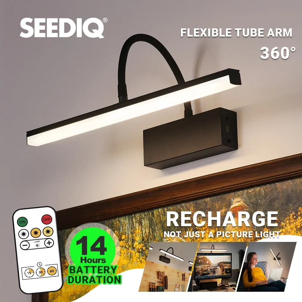 LED rechargeable wall lamp? The source is already French. The task: produce clean, professional French without spammy keywords. Remove keyword stuffing.
Applique murale LED rechargeable sans fil, flexible et réglable, 40 cm, finition noire