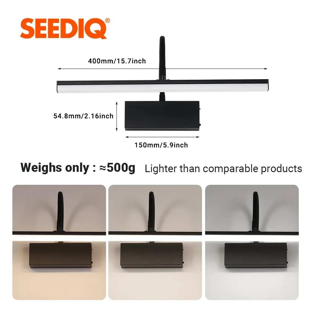LED rechargeable wall lamp? The source is already French. The task: produce clean, professional French without spammy keywords. Remove keyword stuffing.

Applique murale LED rechargeable sans fil, flexible et réglable, 40 cm, finition noire 6