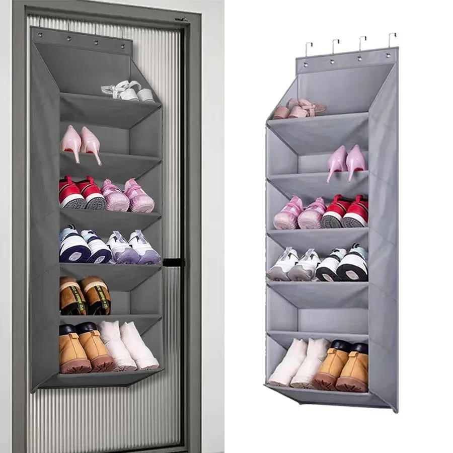 Organisateur à chaussures suspendu pour porte, idéal pour placard, avec grande poche profonde, format étroit, compatible bottes 1