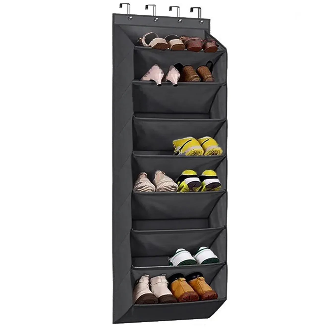 Organisateur à chaussures suspendu pour porte, idéal pour placard, avec grande poche profonde, format étroit, compatible bottes 7