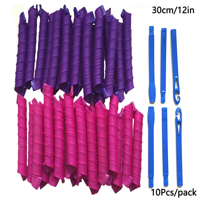 Ensemble de bigoudis sans chaleur pour boucles spiralées rebondissantes, avec crochets sûrs et faciles à utiliser 12