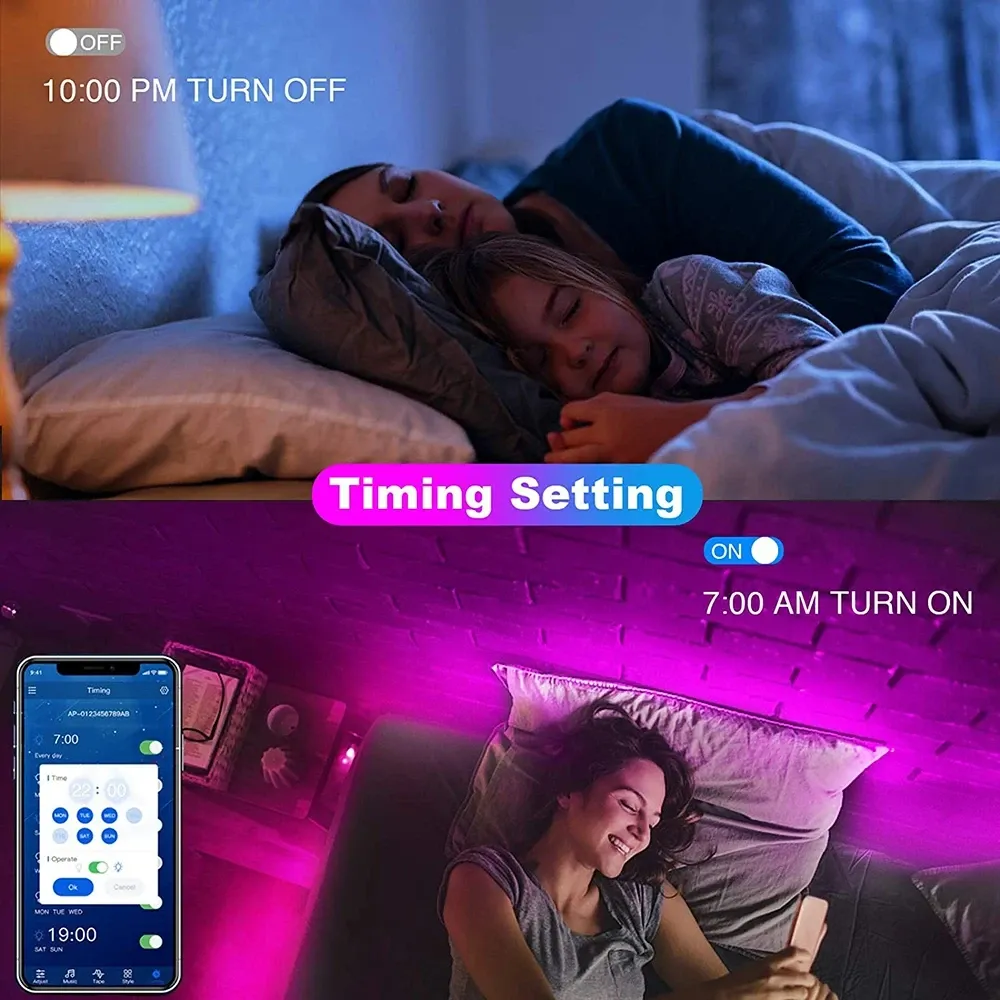 Bande LED Bluetooth intelligente SMD 5050 avec télécommande, ruban flexible pour rétroéclairage TV et décoration d'intérieur 2