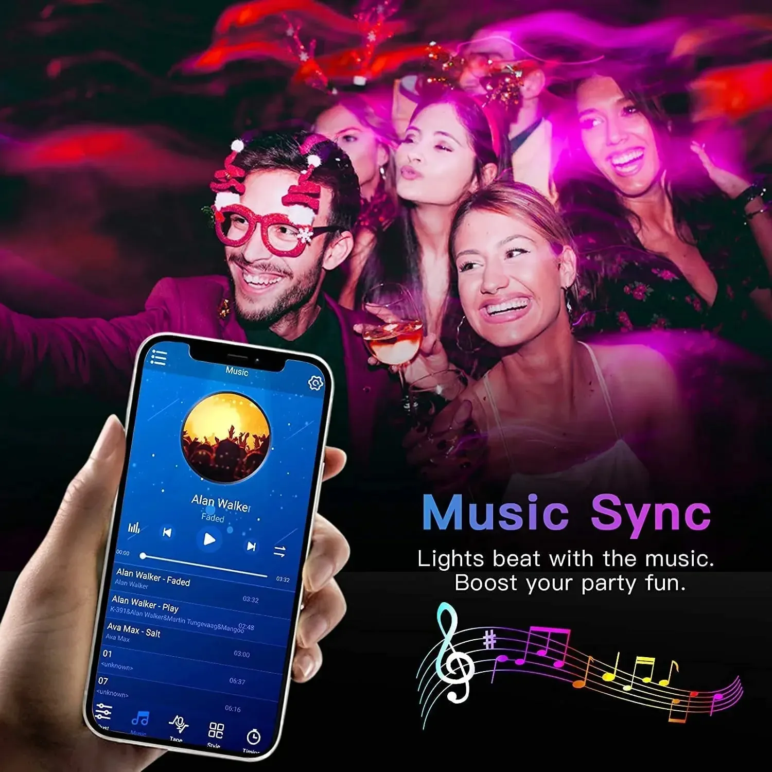 Bande LED Bluetooth intelligente SMD 5050 avec télécommande, ruban flexible pour rétroéclairage TV et décoration d'intérieur 3