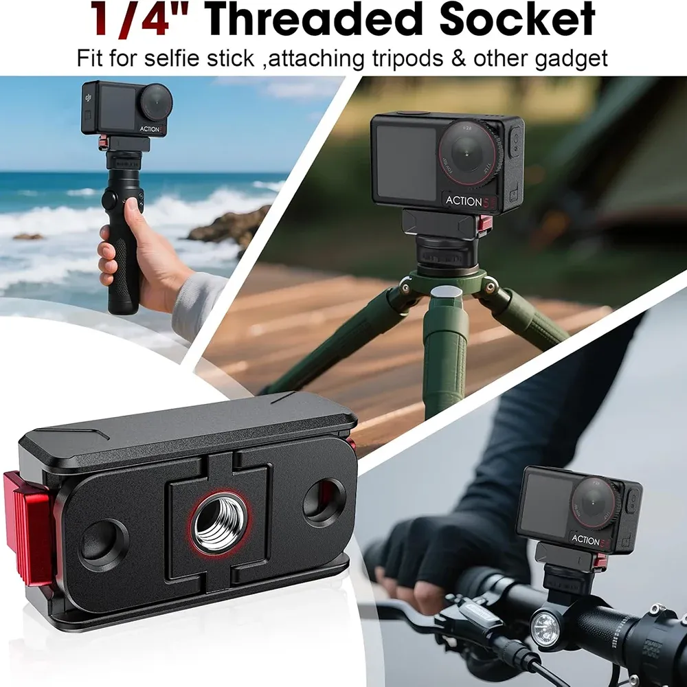 Adaptateur magnétique pour DJI Osmo Action 5 Pro, OSMO 360 et NANO, plaque à dégagement rapide compatible DJI Action 6, 4 et 3, accessoire d'extension pour caméra 6