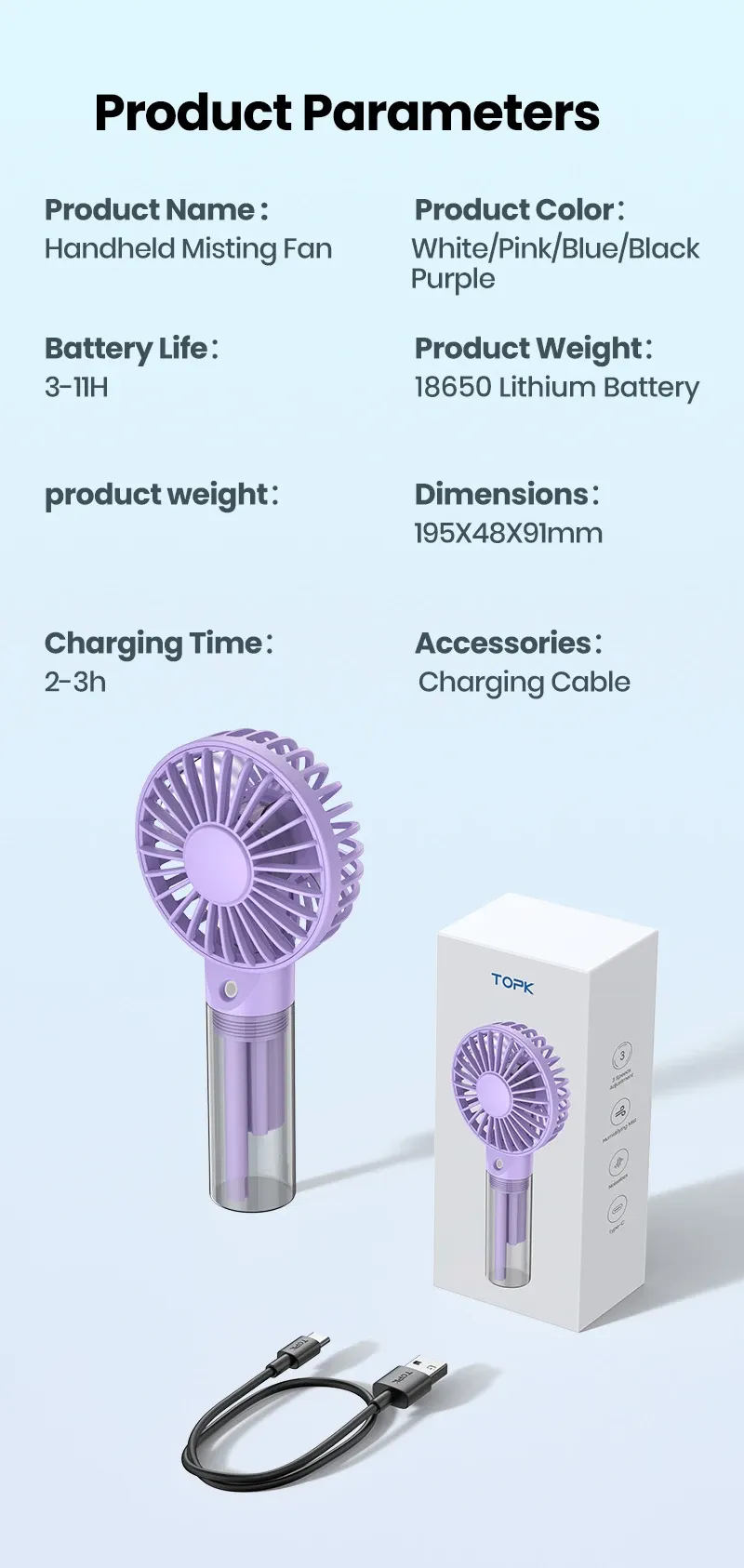 Mini ventilateur TOPK, ambiance lifestyle