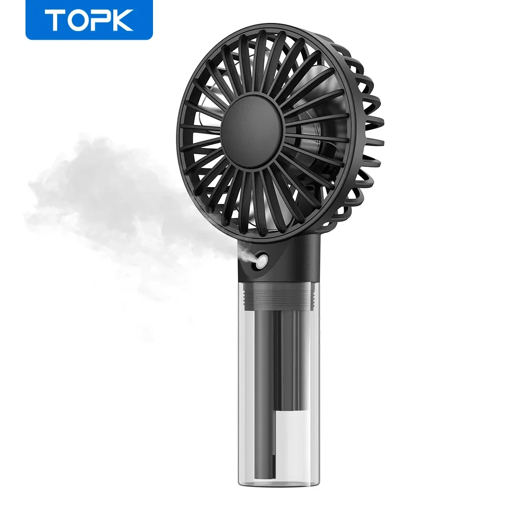 TOPK Mini ventilateur portable à brumisation, batterie 2000 mAh, ventilateur USB personnel silencieux pour la chambre 7