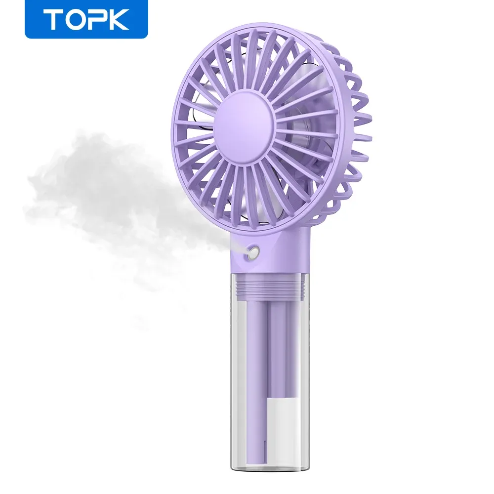 TOPK Mini ventilateur portable à brumisation, batterie 2000 mAh, ventilateur USB personnel silencieux pour la chambre 8