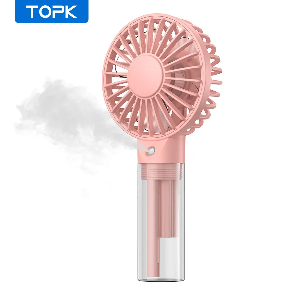 TOPK Mini ventilateur portable à brumisation, batterie 2000 mAh, ventilateur USB personnel silencieux pour la chambre 9