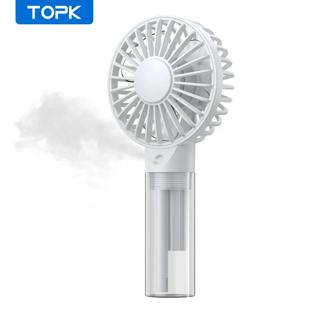 TOPK Mini ventilateur portable à brumisation, batterie 2000 mAh, ventilateur USB personnel silencieux pour la chambre 10