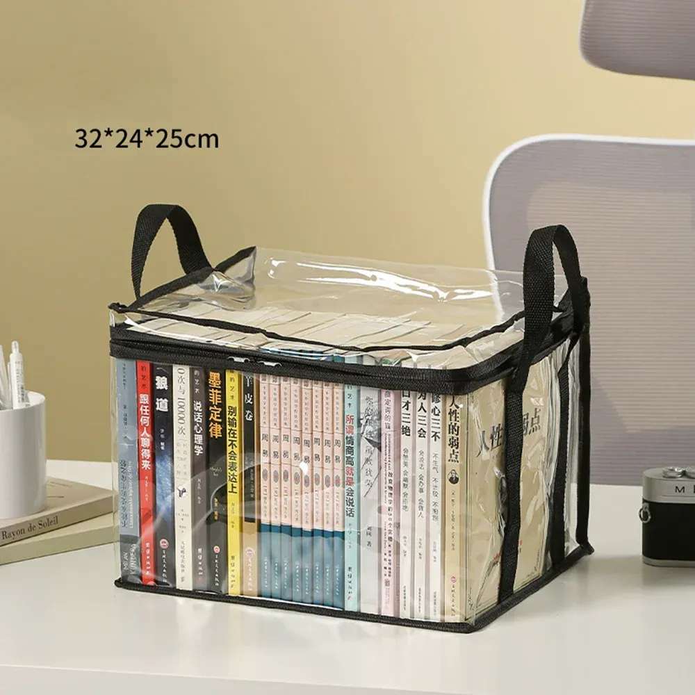 Boîte à livres pliable pour dortoir étudiant, organisateur de livres de classe transparent et étanche, boîte de rangement pour livres, accessoires 10