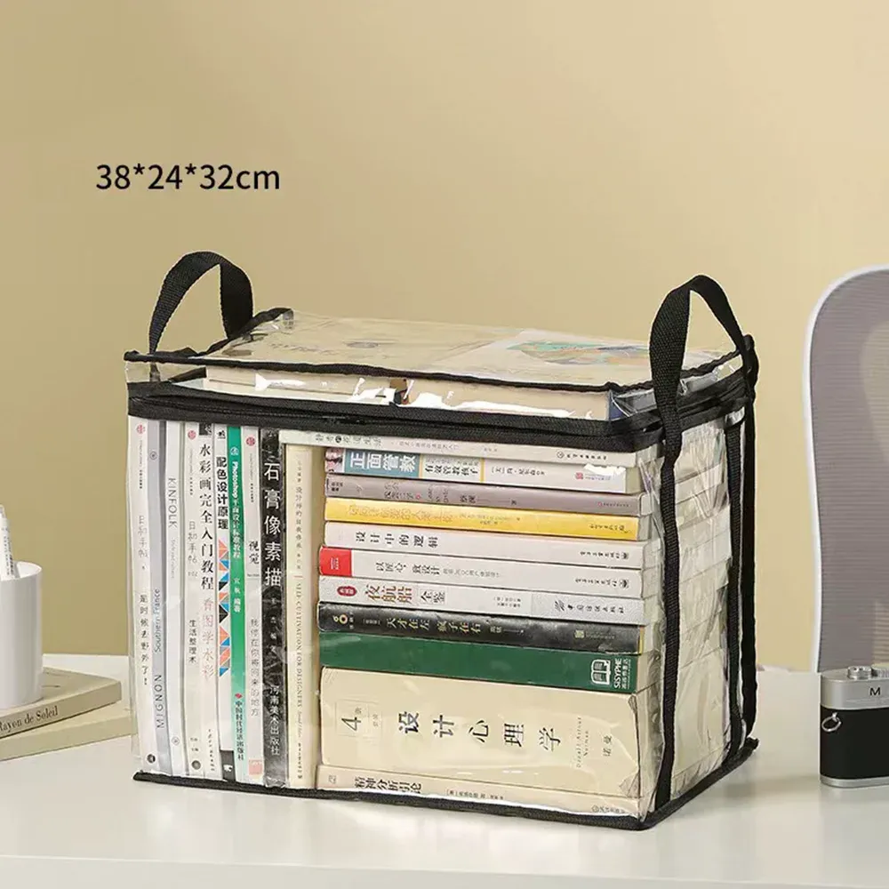 Boîte à livres pliable pour dortoir étudiant, organisateur de livres de classe transparent et étanche, boîte de rangement pour livres, accessoires 8