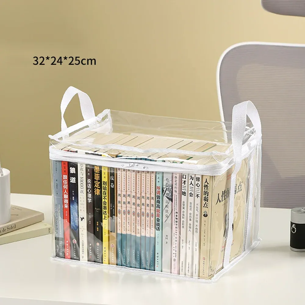 Boîte à livres pliable pour dortoir étudiant, organisateur de livres de classe transparent et étanche, boîte de rangement pour livres, accessoires 9
