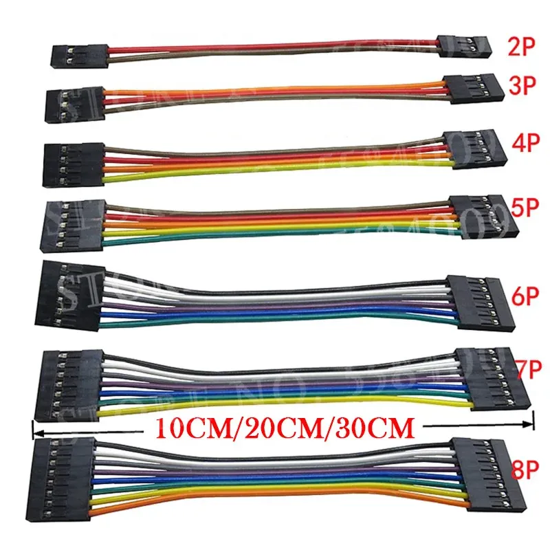 10 pièces câbles Dupont 2,54 mm femelle-femelle, 1P à 12 broches, fil de liaison pour PCB 2