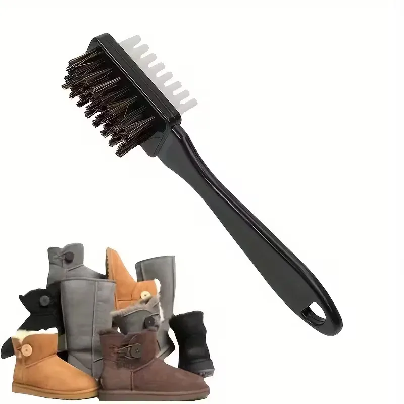 Brosse à chaussures 2 en 1 avec gomme pour daim et nubuck, cuir et simili cuir | Outil de nettoyage double face pour bottes 2