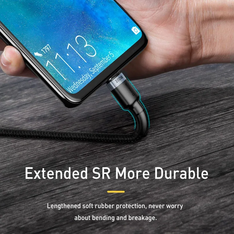 Câble Baseus USB-C vers USB-C 100 W pour iPhone 15 Plus, Pro et Pro Max, charge rapide PD, compatible MacBook Pro 5
