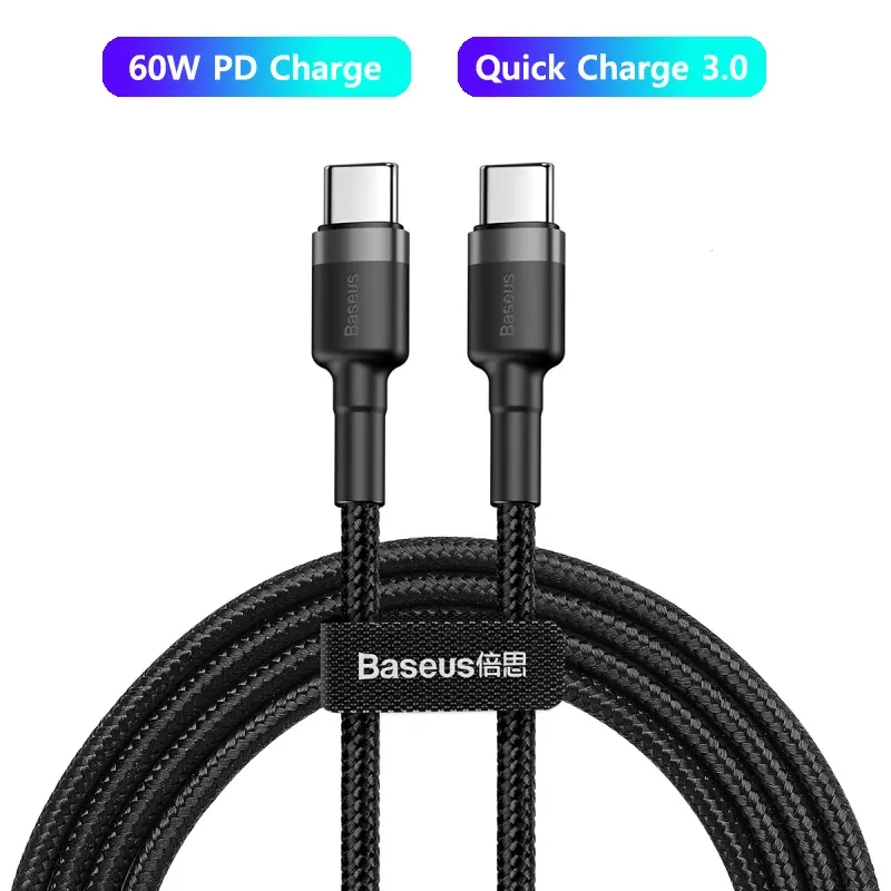 Câble Baseus USB-C vers USB-C 100 W pour iPhone 15 Plus, Pro et Pro Max, charge rapide PD, compatible MacBook Pro 9