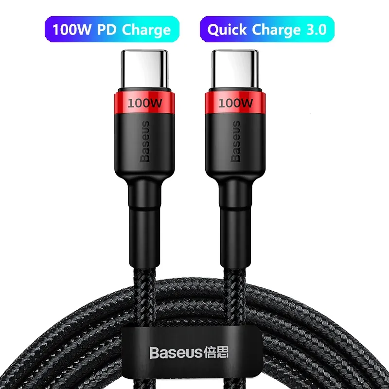 Câble Baseus USB-C vers USB-C 100 W pour iPhone 15 Plus, Pro et Pro Max, charge rapide PD, compatible MacBook Pro 7