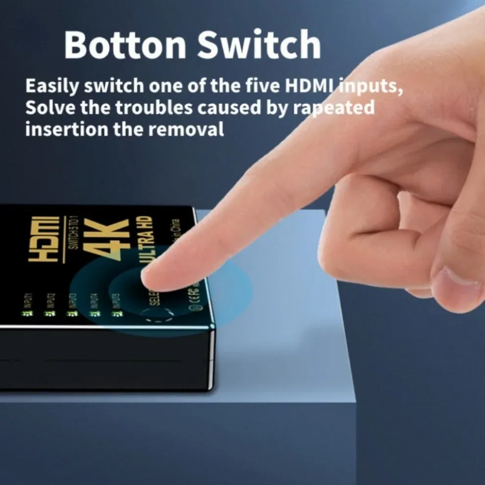Commutateur HDMI 5 en 1 avec KVM 4K HD, séparateur vidéo 3x1 et 5x1, pour Xbox, PS4, lecteur DVD, téléviseur HD et PC 5