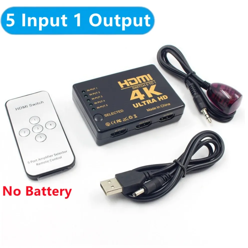Commutateur HDMI 5 en 1 avec KVM 4K HD, séparateur vidéo 3x1 et 5x1, pour Xbox, PS4, lecteur DVD, téléviseur HD et PC 8