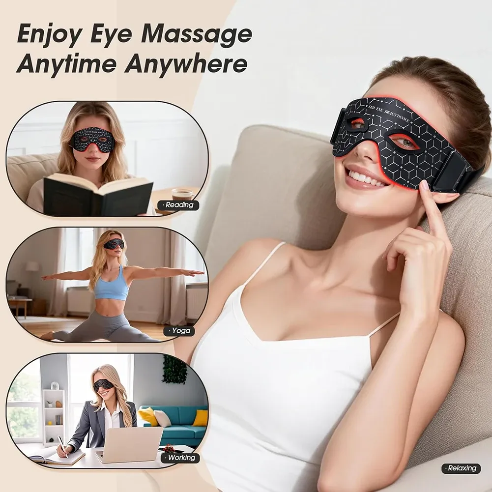 Masque oculaire LED à lumière rouge 630 nm et 850 nm avec 5 modes de massage 4