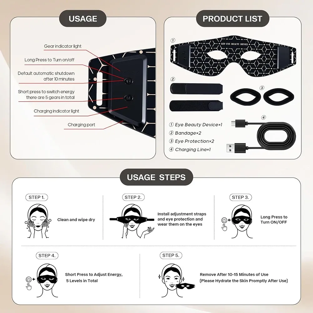 Masque de soin des yeux à lumière rouge