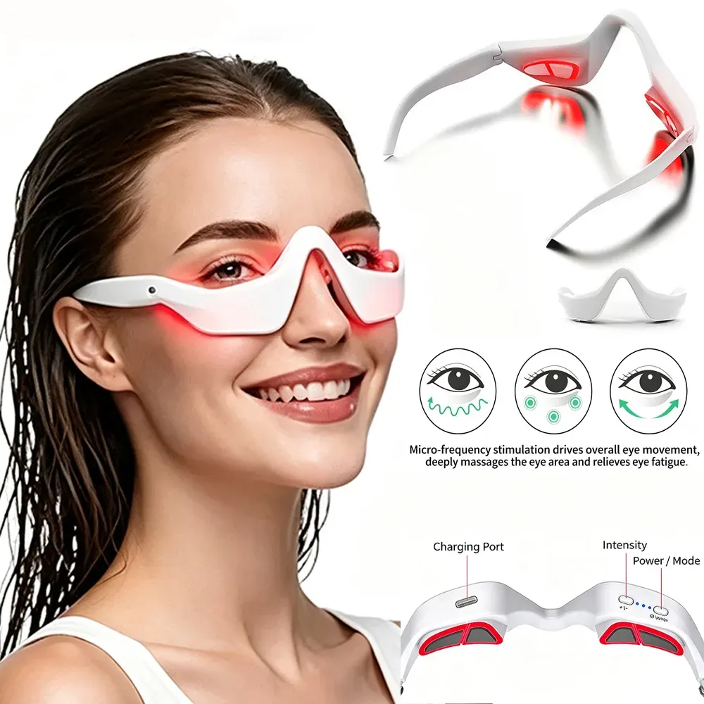 Masque oculaire LED à lumière rouge 630 nm et 850 nm avec 5 modes de massage 7