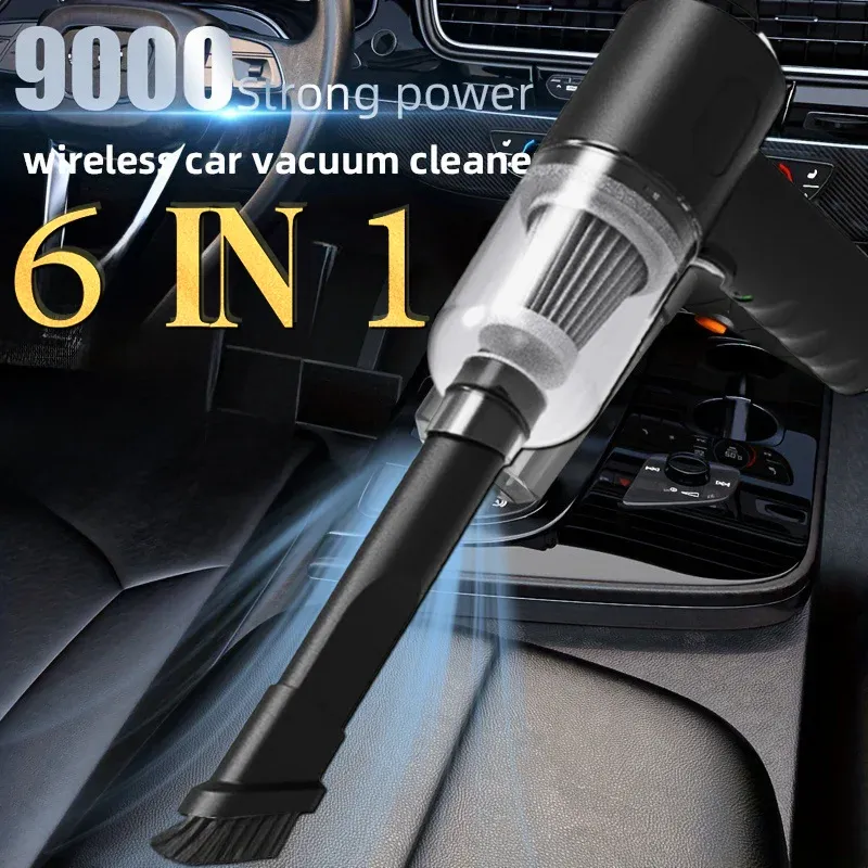Aspirateur de voiture sans fil 6 en 1 avec fonction soufflante, portatif et rechargeable, pour la maison et l'automobile - Image 1
