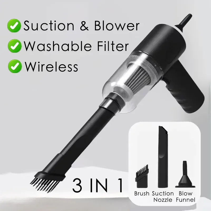 Aspirateur de voiture sans fil 6 en 1 avec fonction soufflante, portatif et rechargeable, pour la maison et l'automobile 8
