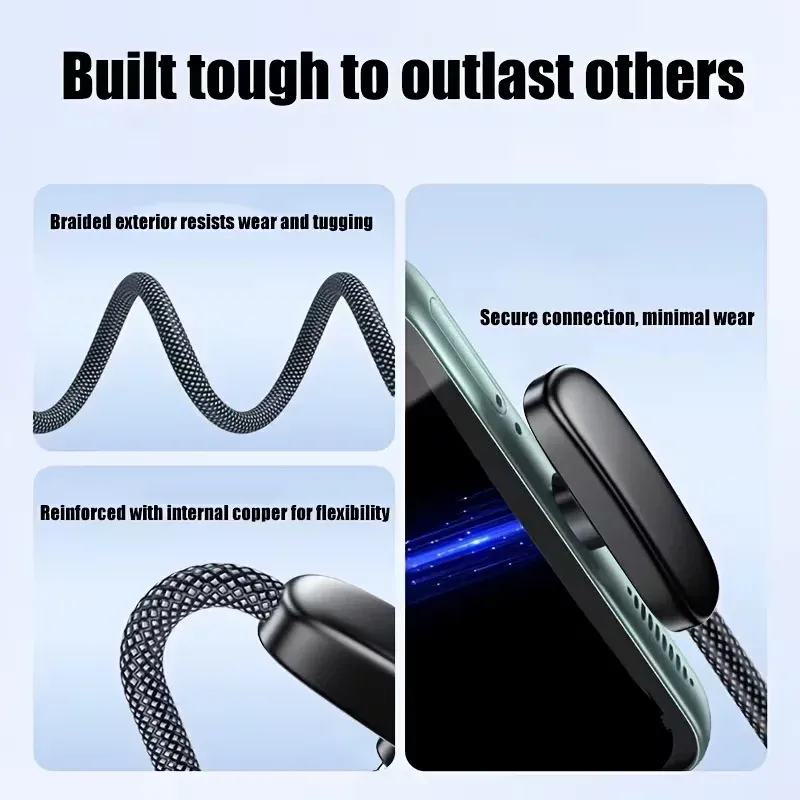 Câble USB-C coudé à 90° 100 W, charge rapide et transfert de données pour smartphones (iPhone, Samsung, Xiaomi) 3