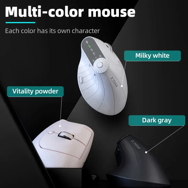 Souris optique verticale sans fil rechargeable avec bouton de réglage de fonction, ergonomique et polyvalente 6