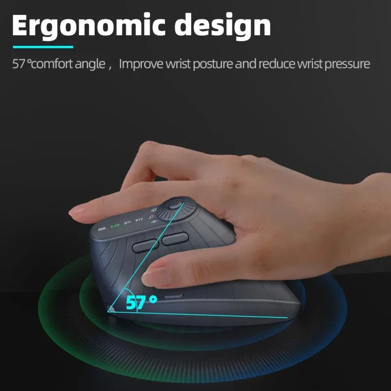 Souris optique verticale sans fil rechargeable avec bouton de réglage de fonction, ergonomique et polyvalente 4