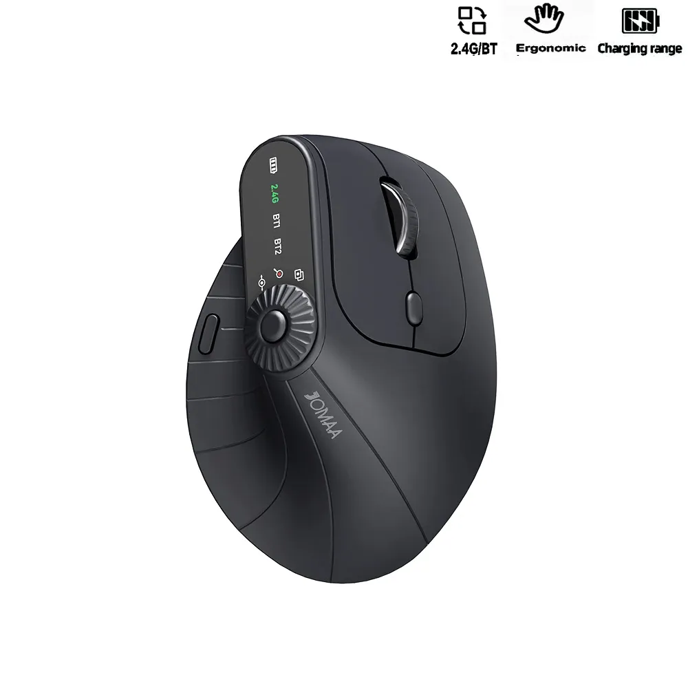 Souris optique verticale sans fil rechargeable avec bouton de réglage de fonction, ergonomique et polyvalente 9
