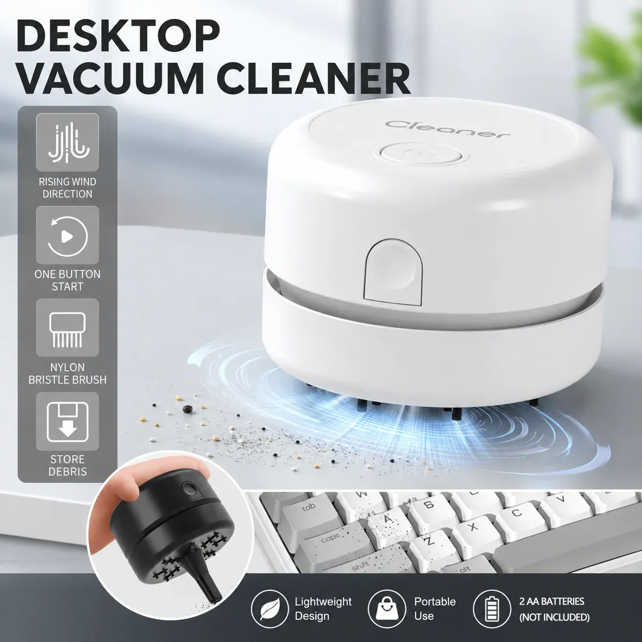 Mini aspirateur de bureau sans fil portable pour clavier, maison et table - Image 1