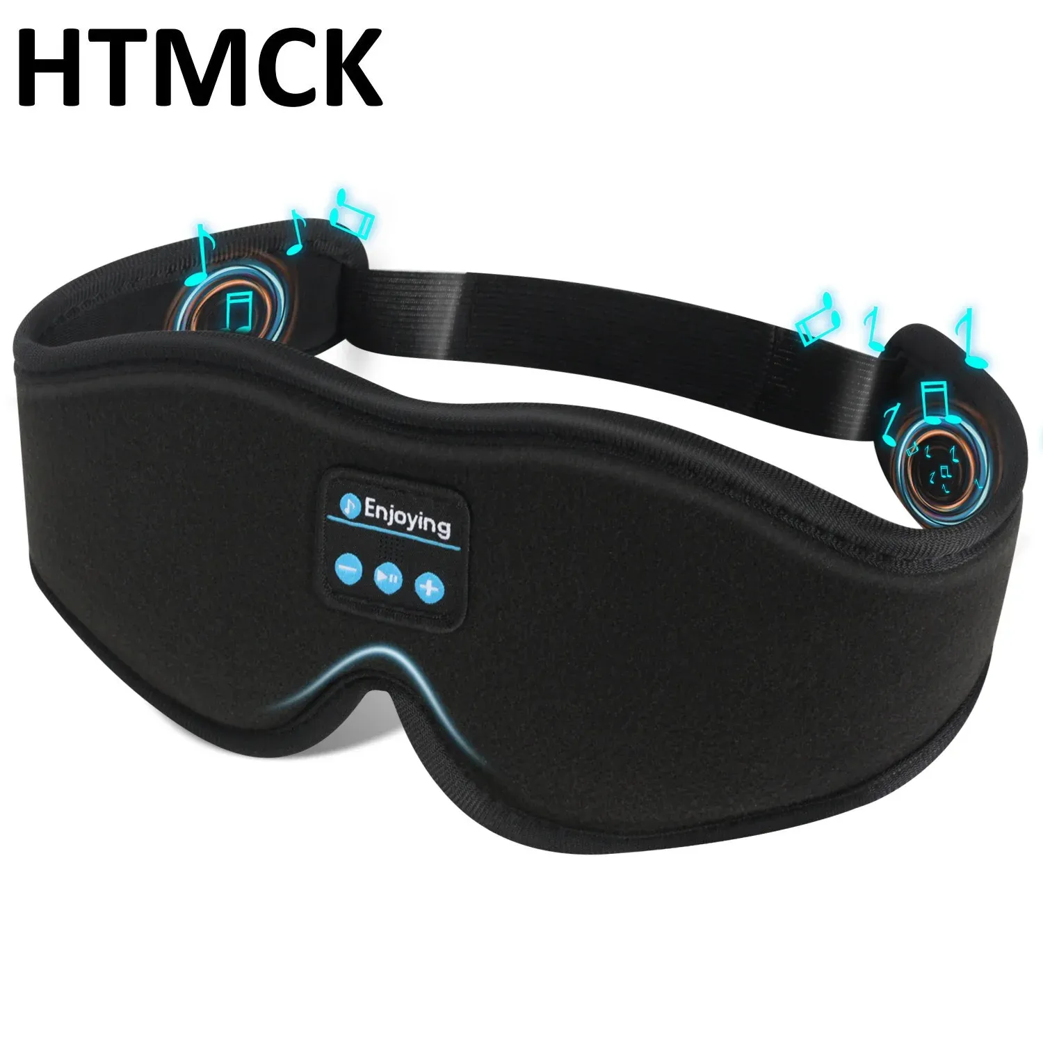 Masque de sommeil 3D Bluetooth HTMCK avec haut-parleurs HD intégrés : masque pour les yeux diffusant de la musique et écouteurs confortables